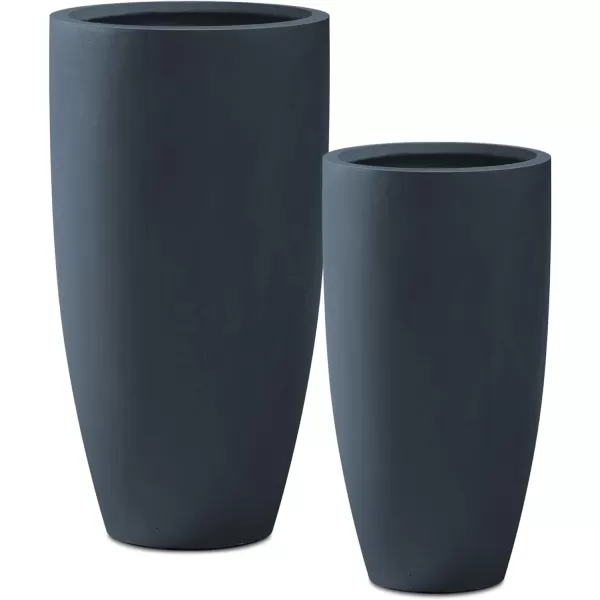 Kante 23.6" H Charcoal Concrete Tall Planters , Large Outdoor Indoor Decorative Plant Pots with Drainage Hole and Rubber Plug, Modern Style for Home and Garden