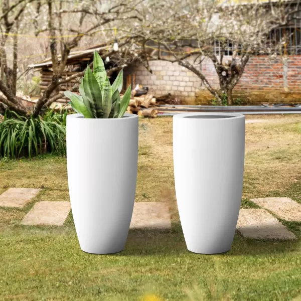 Kante 23.6" H Charcoal Concrete Tall Planters , Large Outdoor Indoor Decorative Plant Pots with Drainage Hole and Rubber Plug, Modern Style for Home and Garden