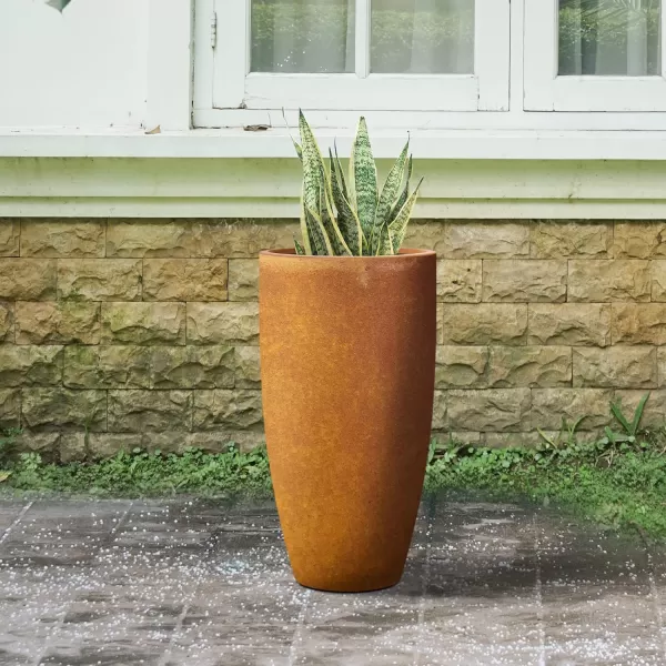 Kante 23.6" H Charcoal Concrete Tall Planters , Large Outdoor Indoor Decorative Plant Pots with Drainage Hole and Rubber Plug, Modern Style for Home and Garden