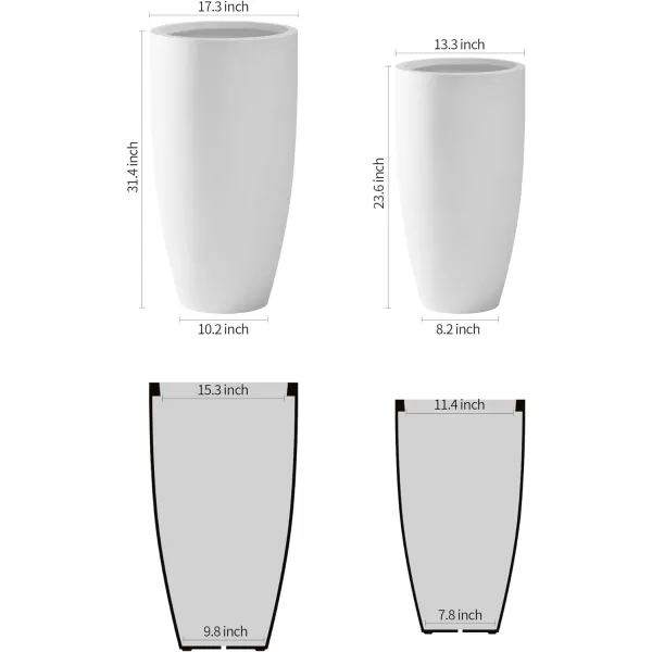 Kante 23.6" H Charcoal Concrete Tall Planters , Large Outdoor Indoor Decorative Plant Pots with Drainage Hole and Rubber Plug, Modern Style for Home and Garden