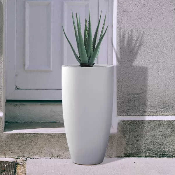 Kante 23.6" H Charcoal Concrete Tall Planters , Large Outdoor Indoor Decorative Plant Pots with Drainage Hole and Rubber Plug, Modern Style for Home and Garden