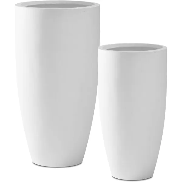 Kante 23.6" H Charcoal Concrete Tall Planters , Large Outdoor Indoor Decorative Plant Pots with Drainage Hole and Rubber Plug, Modern Style for Home and Garden
