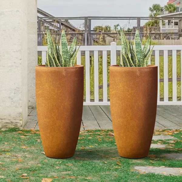 Kante 23.6" H Charcoal Concrete Tall Planters , Large Outdoor Indoor Decorative Plant Pots with Drainage Hole and Rubber Plug, Modern Style for Home and Garden