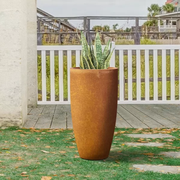 Kante 23.6" H Charcoal Concrete Tall Planters , Large Outdoor Indoor Decorative Plant Pots with Drainage Hole and Rubber Plug, Modern Style for Home and Garden