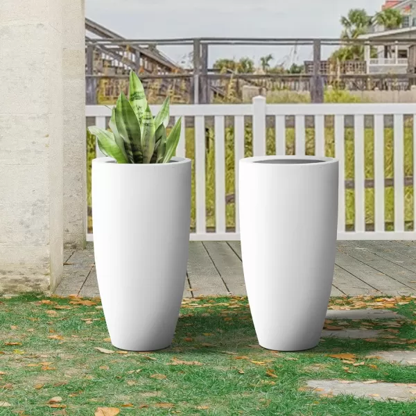 Kante 23.6" H Charcoal Concrete Tall Planters , Large Outdoor Indoor Decorative Plant Pots with Drainage Hole and Rubber Plug, Modern Style for Home and Garden