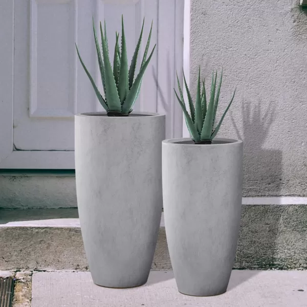 Kante 23.6" H Charcoal Concrete Tall Planters , Large Outdoor Indoor Decorative Plant Pots with Drainage Hole and Rubber Plug, Modern Style for Home and Garden