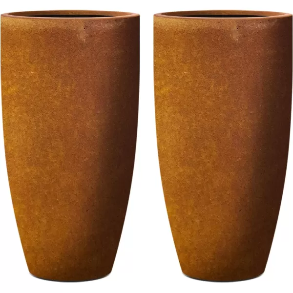 Kante 23.6" H Charcoal Concrete Tall Planters , Large Outdoor Indoor Decorative Plant Pots with Drainage Hole and Rubber Plug, Modern Style for Home and Garden