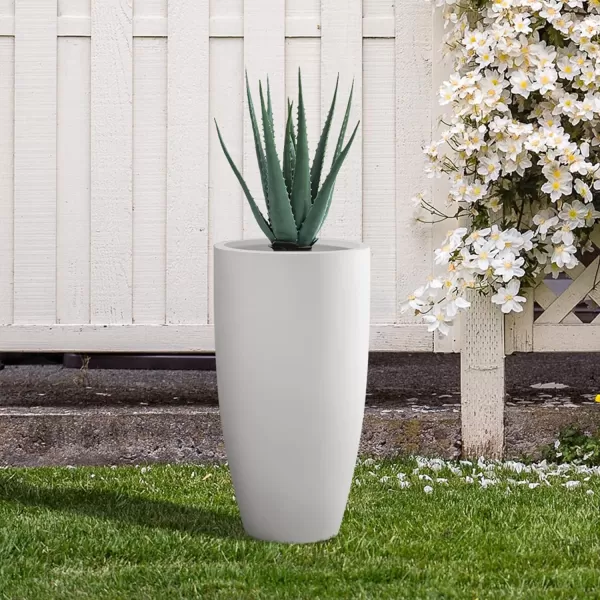 Kante 23.6" H Charcoal Concrete Tall Planters , Large Outdoor Indoor Decorative Plant Pots with Drainage Hole and Rubber Plug, Modern Style for Home and Garden