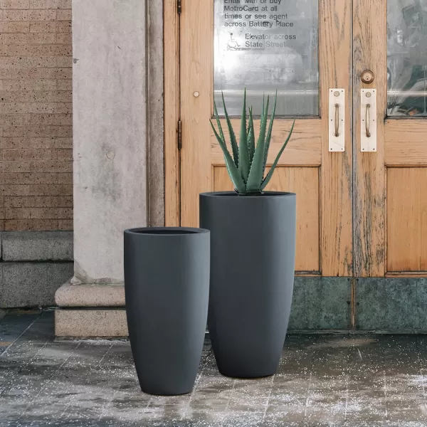 Kante 23.6" H Charcoal Concrete Tall Planters , Large Outdoor Indoor Decorative Plant Pots with Drainage Hole and Rubber Plug, Modern Style for Home and Garden