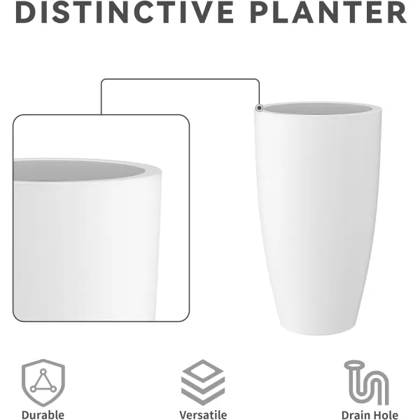 Kante 23.6" H Charcoal Concrete Tall Planters , Large Outdoor Indoor Decorative Plant Pots with Drainage Hole and Rubber Plug, Modern Style for Home and Garden