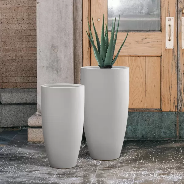 Kante 23.6" H Charcoal Concrete Tall Planters , Large Outdoor Indoor Decorative Plant Pots with Drainage Hole and Rubber Plug, Modern Style for Home and Garden