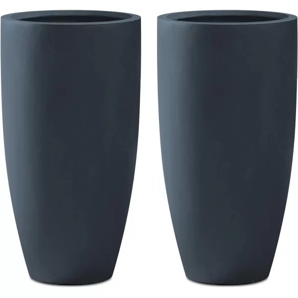 Kante 23.6" H Charcoal Concrete Tall Planters , Large Outdoor Indoor Decorative Plant Pots with Drainage Hole and Rubber Plug, Modern Style for Home and Garden