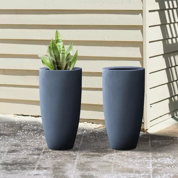 Kante 23.6" H Charcoal Concrete Tall Planters , Large Outdoor Indoor Decorative Plant Pots with Drainage Hole and Rubber Plug, Modern Style for Home and Garden