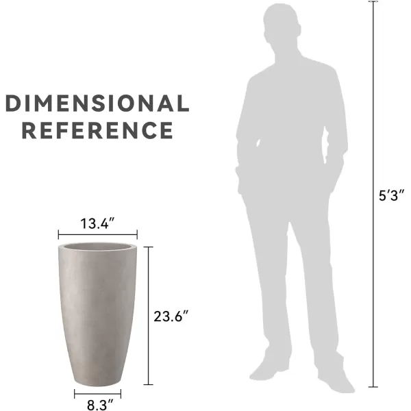 Kante 23.6" H Charcoal Concrete Tall Planters , Large Outdoor Indoor Decorative Plant Pots with Drainage Hole and Rubber Plug, Modern Style for Home and Garden