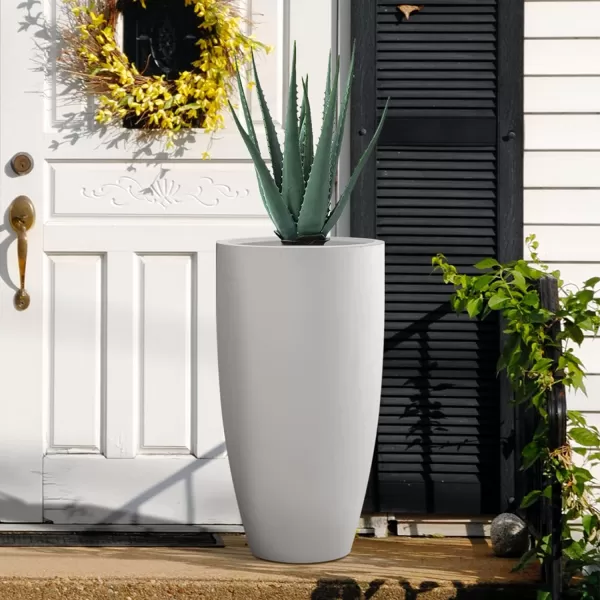 Kante 23.6" H Charcoal Concrete Tall Planters , Large Outdoor Indoor Decorative Plant Pots with Drainage Hole and Rubber Plug, Modern Style for Home and Garden