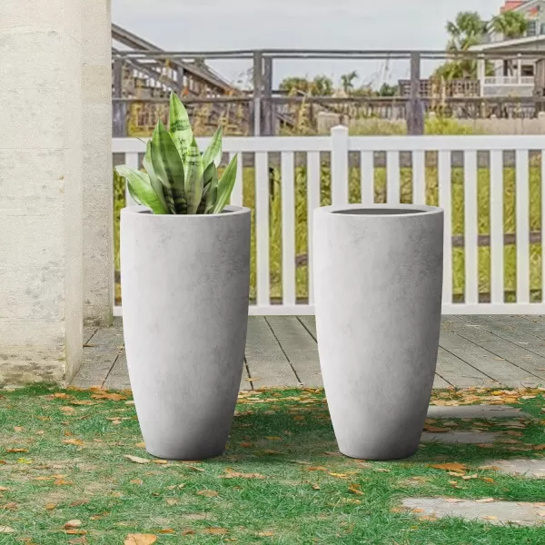 Kante 23.6" H Charcoal Concrete Tall Planters , Large Outdoor Indoor Decorative Plant Pots with Drainage Hole and Rubber Plug, Modern Style for Home and Garden