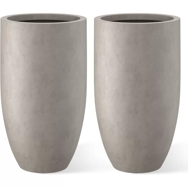 Kante 24 Inch Tall Concrete Planter , Outdoor Indoor Large Plant Pots with Drainage Hole and Rubber Plug for Home Garden Patio Porch Smooth Charcoal