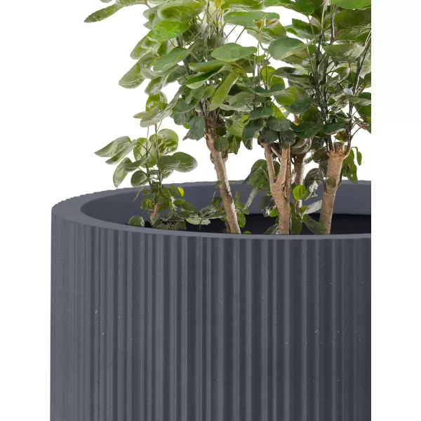 Kante 24 Inch Tall Concrete Planter , Outdoor Indoor Large Plant Pots with Drainage Hole and Rubber Plug for Home Garden Patio Porch Smooth Charcoal
