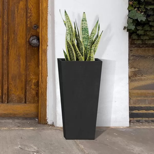 Kante 24.4",18.5",15.7" H Tall Tapered Concrete Planters , Large Outdoor Indoor Garden Pot with Drainage Hole and Rubber Plug, Modern Style for Home and Garden, Weathered Concrete Finish