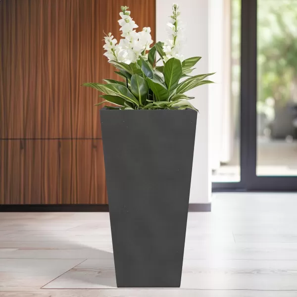 Kante 24.4",18.5",15.7" H Tall Tapered Concrete Planters , Large Outdoor Indoor Garden Pot with Drainage Hole and Rubber Plug, Modern Style for Home and Garden, Weathered Concrete Finish