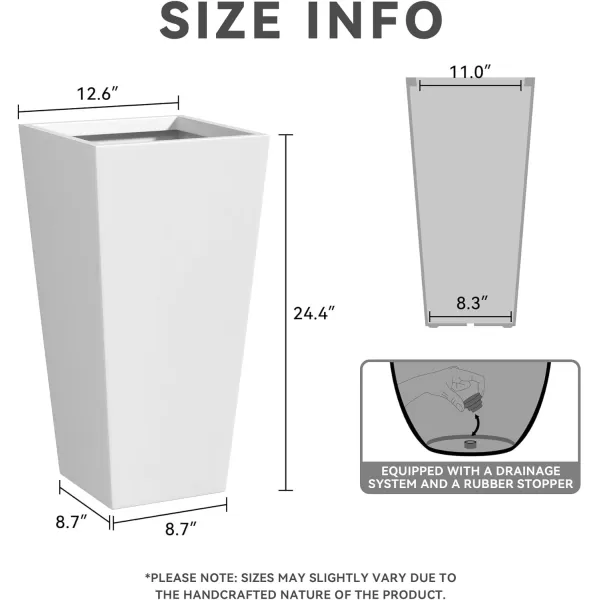 Kante 24.4",18.5",15.7" H Tall Tapered Concrete Planters , Large Outdoor Indoor Garden Pot with Drainage Hole and Rubber Plug, Modern Style for Home and Garden, Weathered Concrete Finish