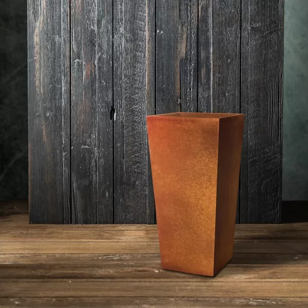 Kante 24.4",18.5",15.7" H Tall Tapered Concrete Planters , Large Outdoor Indoor Garden Pot with Drainage Hole and Rubber Plug, Modern Style for Home and Garden, Weathered Concrete Finish