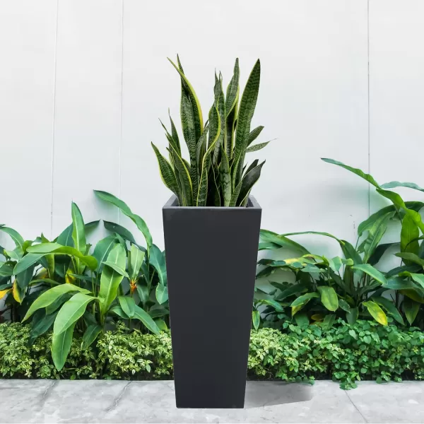 Kante 24.4",18.5",15.7" H Tall Tapered Concrete Planters , Large Outdoor Indoor Garden Pot with Drainage Hole and Rubber Plug, Modern Style for Home and Garden, Weathered Concrete Finish