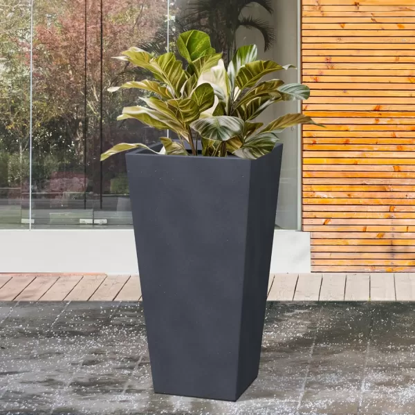 Kante 24.4",18.5",15.7" H Tall Tapered Concrete Planters , Large Outdoor Indoor Garden Pot with Drainage Hole and Rubber Plug, Modern Style for Home and Garden, Weathered Concrete Finish