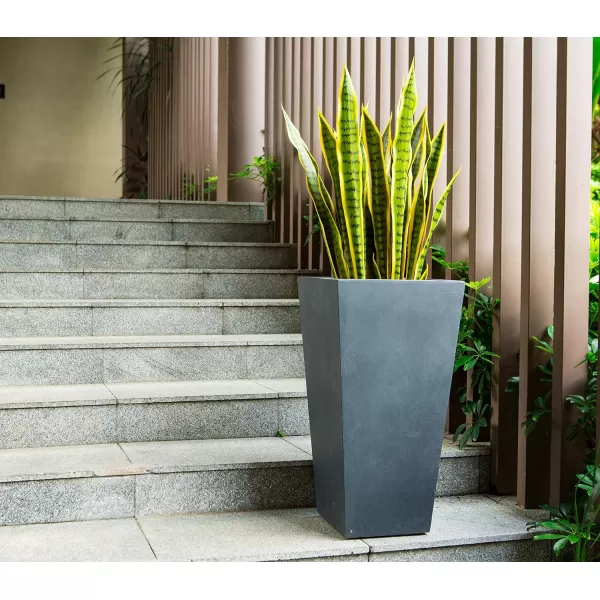 Kante 24.4",18.5",15.7" H Tall Tapered Concrete Planters , Large Outdoor Indoor Garden Pot with Drainage Hole and Rubber Plug, Modern Style for Home and Garden, Weathered Concrete Finish