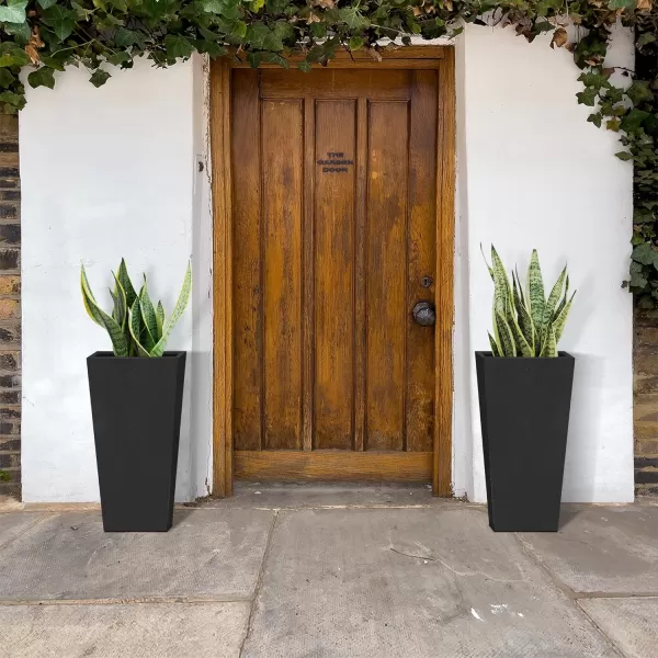 Kante 24.4",18.5",15.7" H Tall Tapered Concrete Planters , Large Outdoor Indoor Garden Pot with Drainage Hole and Rubber Plug, Modern Style for Home and Garden, Weathered Concrete Finish