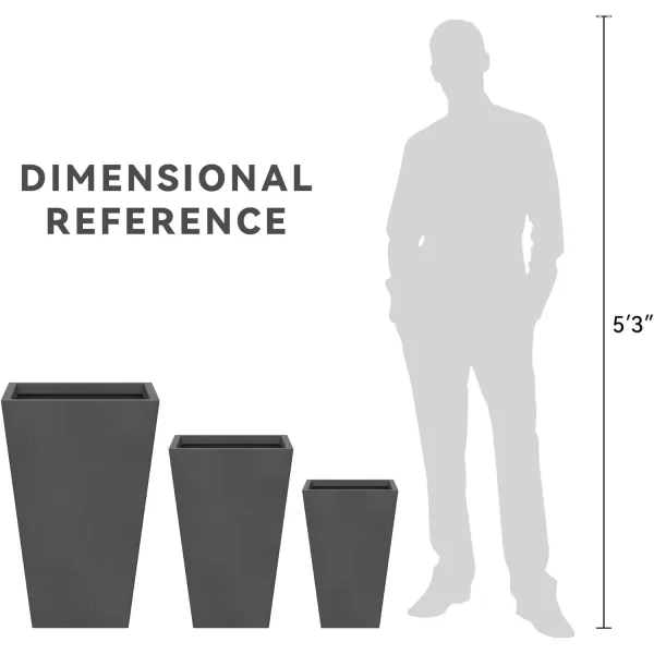 Kante 24.4",18.5",15.7" H Tall Tapered Concrete Planters , Large Outdoor Indoor Garden Pot with Drainage Hole and Rubber Plug, Modern Style for Home and Garden, Weathered Concrete Finish
