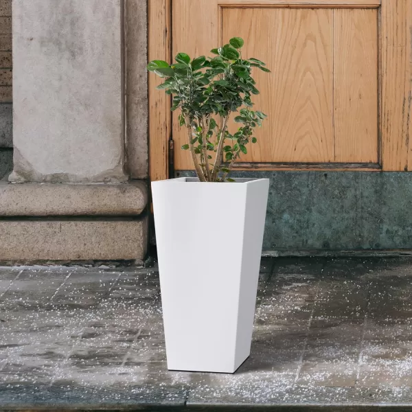 Kante 24.4",18.5",15.7" H Tall Tapered Concrete Planters , Large Outdoor Indoor Garden Pot with Drainage Hole and Rubber Plug, Modern Style for Home and Garden, Weathered Concrete Finish