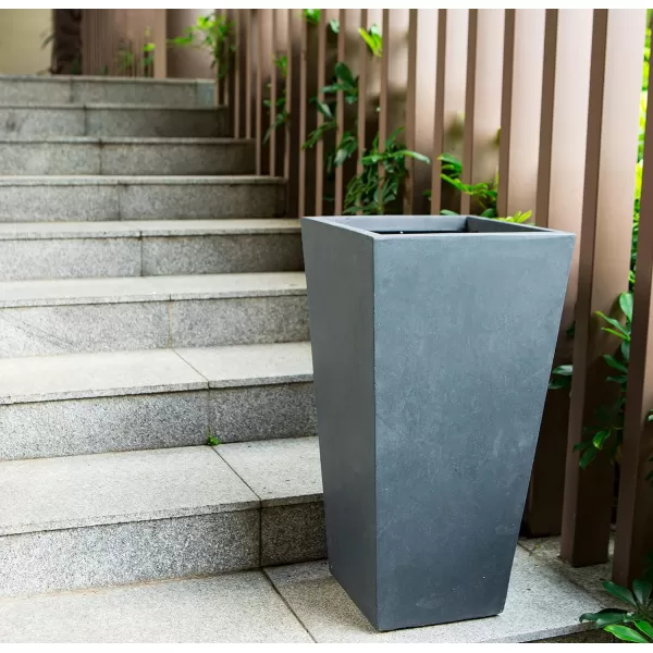 Kante 24.4",18.5",15.7" H Tall Tapered Concrete Planters , Large Outdoor Indoor Garden Pot with Drainage Hole and Rubber Plug, Modern Style for Home and Garden, Weathered Concrete Finish