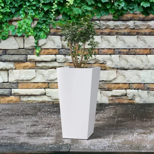 Kante 24.4",18.5",15.7" H Tall Tapered Concrete Planters , Large Outdoor Indoor Garden Pot with Drainage Hole and Rubber Plug, Modern Style for Home and Garden, Weathered Concrete Finish