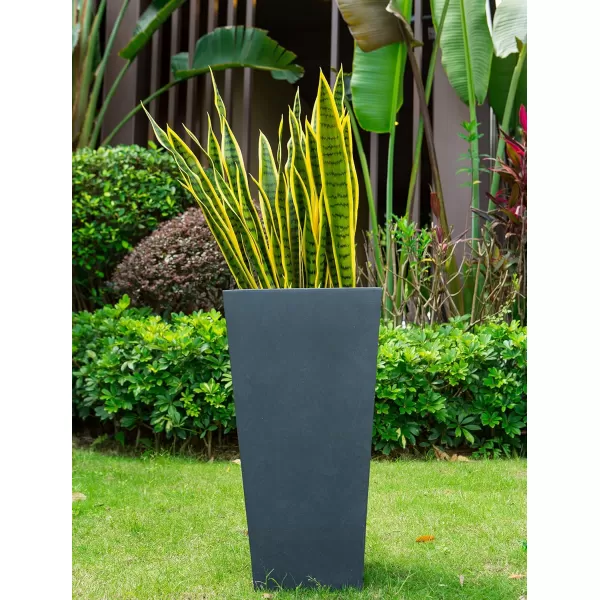 Kante 24.4",18.5",15.7" H Tall Tapered Concrete Planters , Large Outdoor Indoor Garden Pot with Drainage Hole and Rubber Plug, Modern Style for Home and Garden, Weathered Concrete Finish
