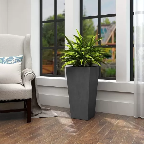Kante 24.4",18.5",15.7" H Tall Tapered Concrete Planters , Large Outdoor Indoor Garden Pot with Drainage Hole and Rubber Plug, Modern Style for Home and Garden, Weathered Concrete Finish