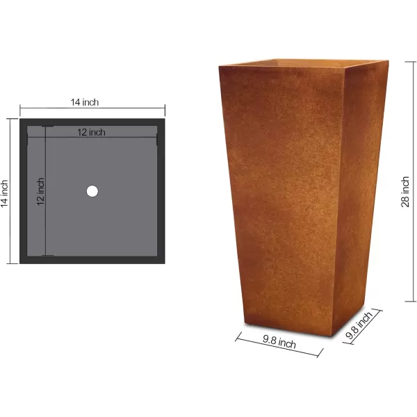 Kante 24.4",18.5",15.7" H Tall Tapered Concrete Planters , Large Outdoor Indoor Garden Pot with Drainage Hole and Rubber Plug, Modern Style for Home and Garden, Weathered Concrete Finish