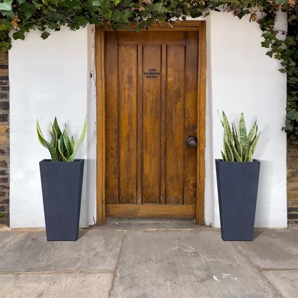 Kante 24.4",18.5",15.7" H Tall Tapered Concrete Planters , Large Outdoor Indoor Garden Pot with Drainage Hole and Rubber Plug, Modern Style for Home and Garden, Weathered Concrete Finish