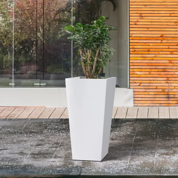 Kante 24.4",18.5",15.7" H Tall Tapered Concrete Planters , Large Outdoor Indoor Garden Pot with Drainage Hole and Rubber Plug, Modern Style for Home and Garden, Weathered Concrete Finish