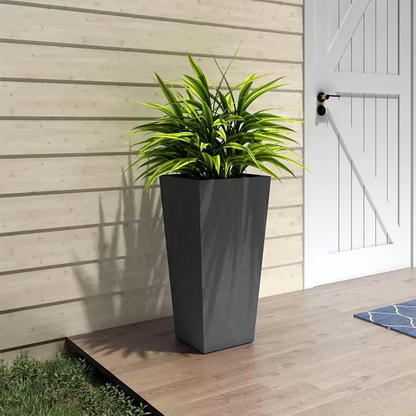 Kante 24.4",18.5",15.7" H Tall Tapered Concrete Planters , Large Outdoor Indoor Garden Pot with Drainage Hole and Rubber Plug, Modern Style for Home and Garden, Weathered Concrete Finish