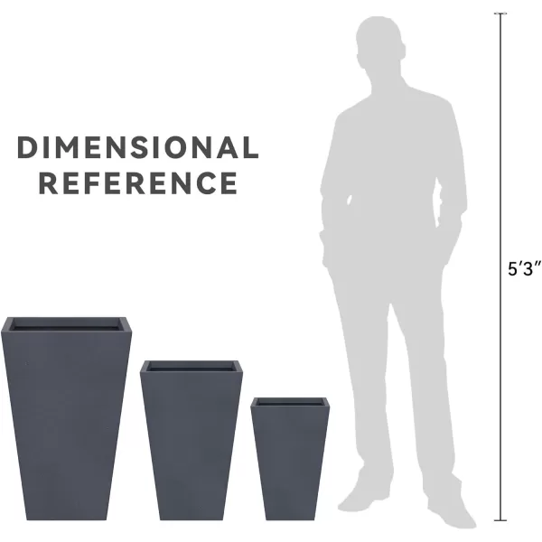 Kante 24.4",18.5",15.7" H Tall Tapered Concrete Planters , Large Outdoor Indoor Garden Pot with Drainage Hole and Rubber Plug, Modern Style for Home and Garden, Weathered Concrete Finish
