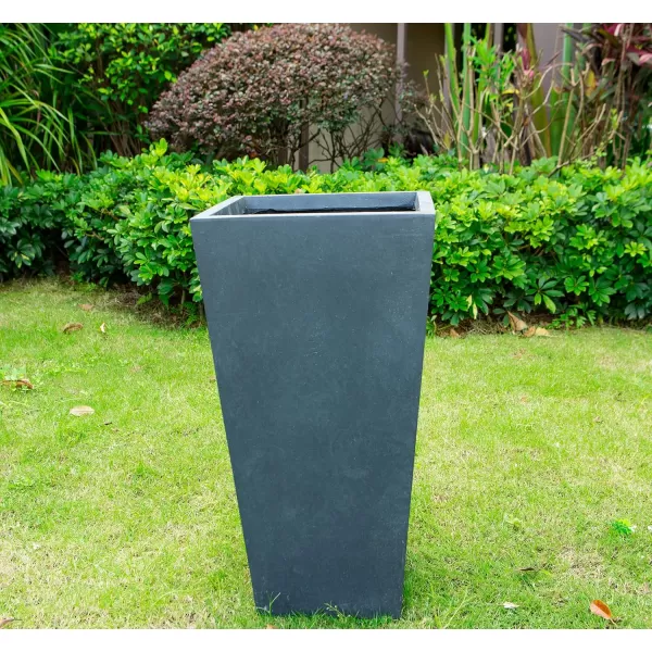 Kante 24.4",18.5",15.7" H Tall Tapered Concrete Planters , Large Outdoor Indoor Garden Pot with Drainage Hole and Rubber Plug, Modern Style for Home and Garden, Weathered Concrete Finish