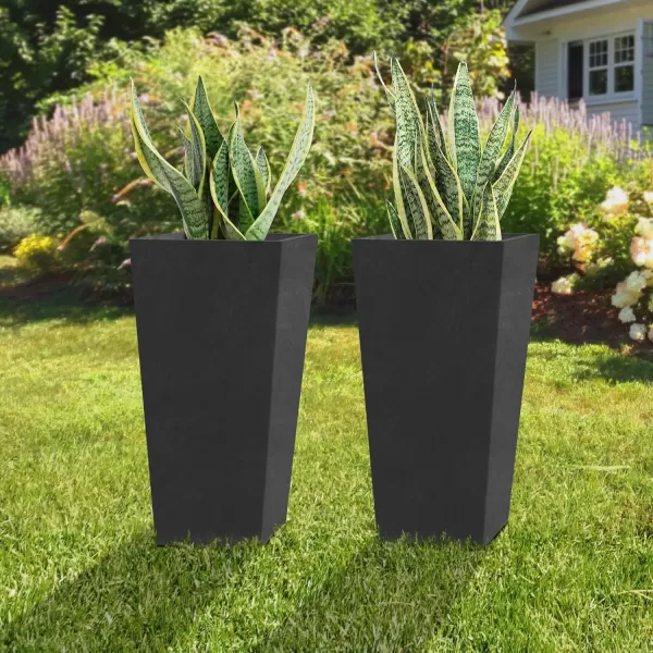 Kante 24.4",18.5",15.7" H Tall Tapered Concrete Planters , Large Outdoor Indoor Garden Pot with Drainage Hole and Rubber Plug, Modern Style for Home and Garden, Weathered Concrete Finish
