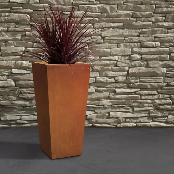 Kante 24.4",18.5",15.7" H Tall Tapered Concrete Planters , Large Outdoor Indoor Garden Pot with Drainage Hole and Rubber Plug, Modern Style for Home and Garden, Weathered Concrete Finish