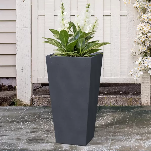 Kante 24.4",18.5",15.7" H Tall Tapered Concrete Planters , Large Outdoor Indoor Garden Pot with Drainage Hole and Rubber Plug, Modern Style for Home and Garden, Weathered Concrete Finish
