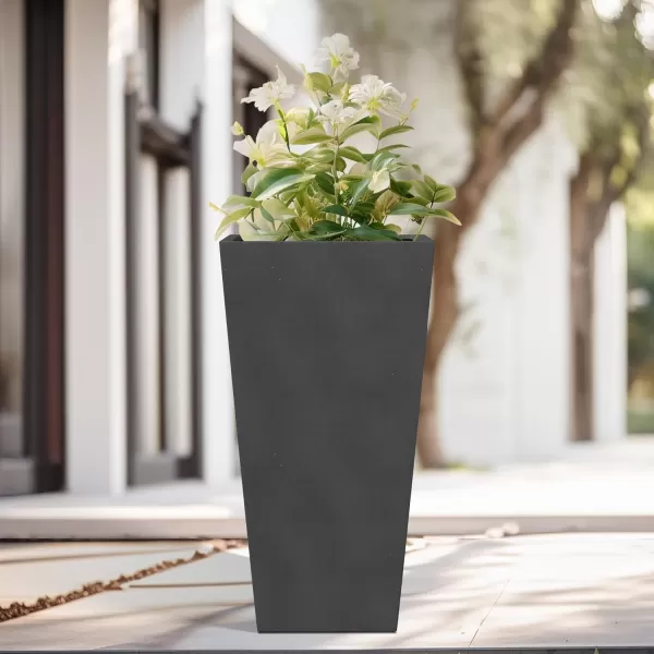 Kante 24.4",18.5",15.7" H Tall Tapered Concrete Planters , Large Outdoor Indoor Garden Pot with Drainage Hole and Rubber Plug, Modern Style for Home and Garden, Weathered Concrete Finish