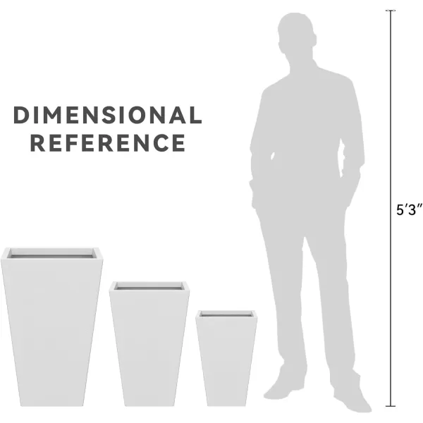 Kante 24.4",18.5",15.7" H Tall Tapered Concrete Planters , Large Outdoor Indoor Garden Pot with Drainage Hole and Rubber Plug, Modern Style for Home and Garden, Weathered Concrete Finish