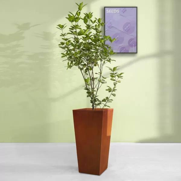Kante 24.4",18.5",15.7" H Tall Tapered Concrete Planters , Large Outdoor Indoor Garden Pot with Drainage Hole and Rubber Plug, Modern Style for Home and Garden, Weathered Concrete Finish