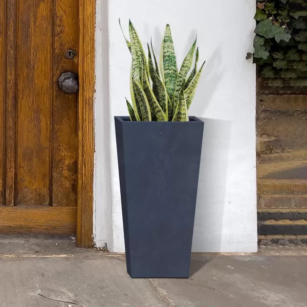 Kante 24.4",18.5",15.7" H Tall Tapered Concrete Planters , Large Outdoor Indoor Garden Pot with Drainage Hole and Rubber Plug, Modern Style for Home and Garden, Weathered Concrete Finish