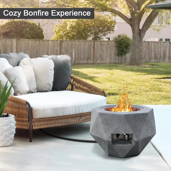 Kante 25 Inch Wide Round Texture Concrete and Metal Outdoor Eco-Friendly Smokeless 50,000 BTU Propane Gas Modern Fire Pit with Waterproof Cover,Biondo